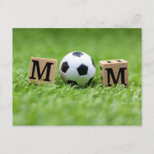 Carte Postale Fête des mères de football avec balle et mot MOM 