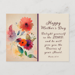 Carte Postale Fête des mères Jardin floral Bible Verse
