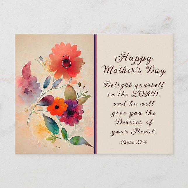 Carte Postale Fête des mères Jardin floral Bible Verse (Devant)