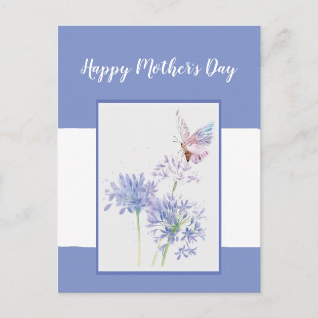 Carte Postale Fête des mères Papillon Fleurs du jardin (Devant)