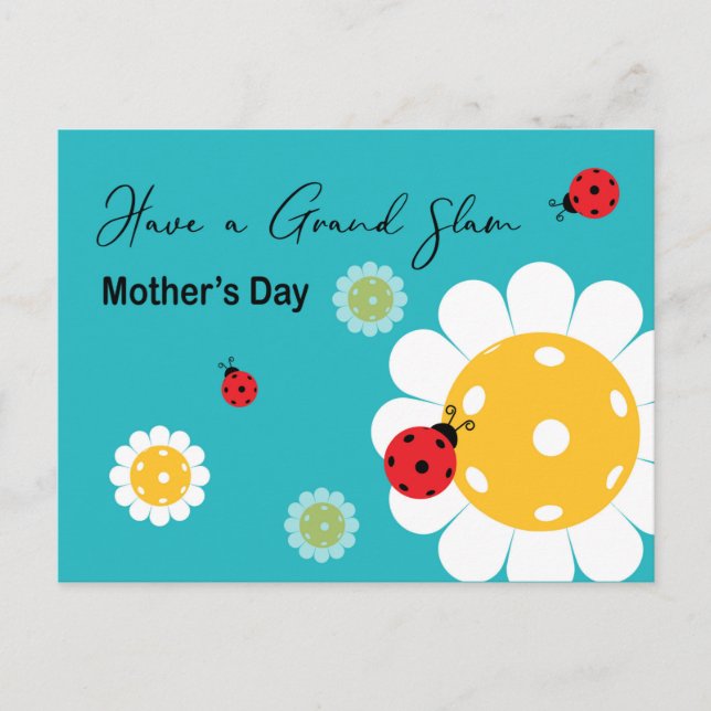 Carte Postale Fête des mères pour Pickleball Maman, turquoise (Devant)