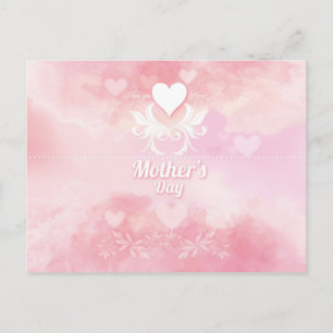 Carte Postale Fête des mères rose et blanche