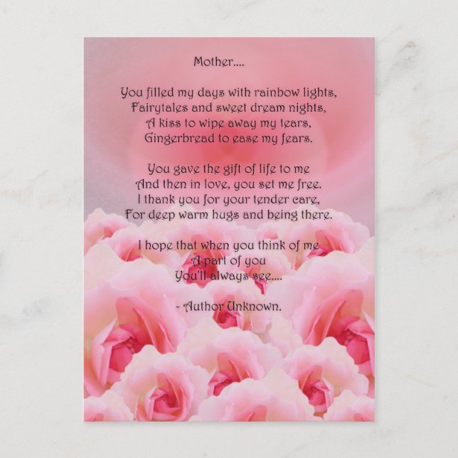 Carte Postale Fête des mères Roses roses roses roses roses (Devant)