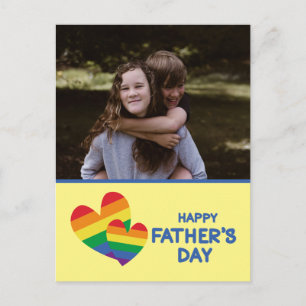 Carte Postale FÊTE DES PÈRES des Coeurs arc-en-ciel LGBT