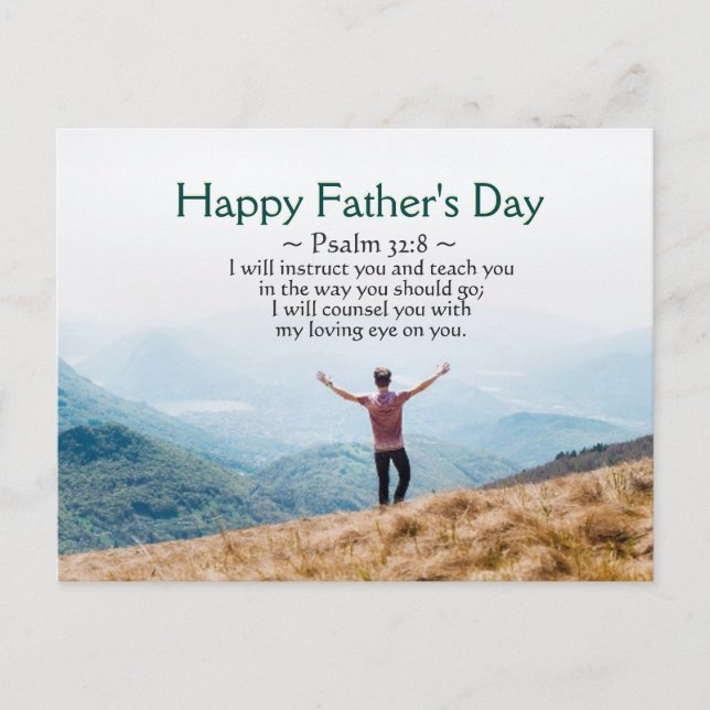 Carte Postale Fête des pères, Inspirational Bible Verse Psaume 3 (Devant)