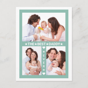 Carte Postale Fête des pères Meilleur papa Jamais Famille Photo 