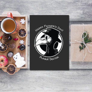 Carte Postale Fête des pères Plague Doctor Bird Mask B/W