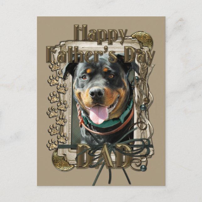 Carte Postale Fête des pères - Poches de pierre - Rottweiler (Devant)