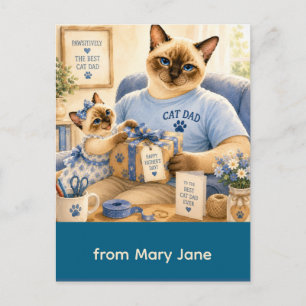 Carte Postale Fête des Pères pour les amateurs de chats papa