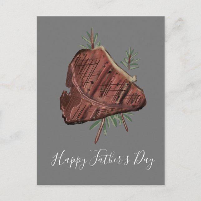Carte Postale Fête des pères T Bone Steak Rosemary Sprigs (Devant)
