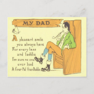 Carte Postale Fête des pères Vintage du tuyau de la chaise papa