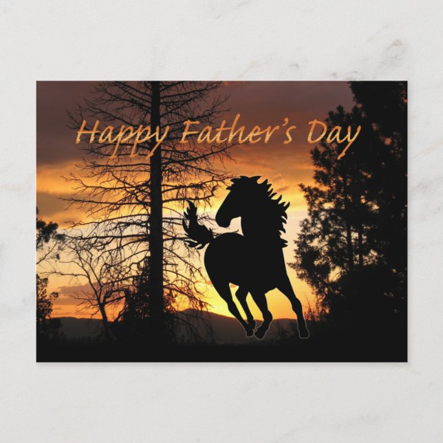 Carte postale fête des pères Wild Horse Sunset Car (Devant)