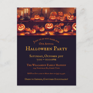 Carte Postale Fête D'Halloween Avec Lanternes Et Bougies Citroui