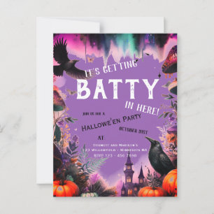Carte Postale Fête d'Halloween de la grue violette rétro