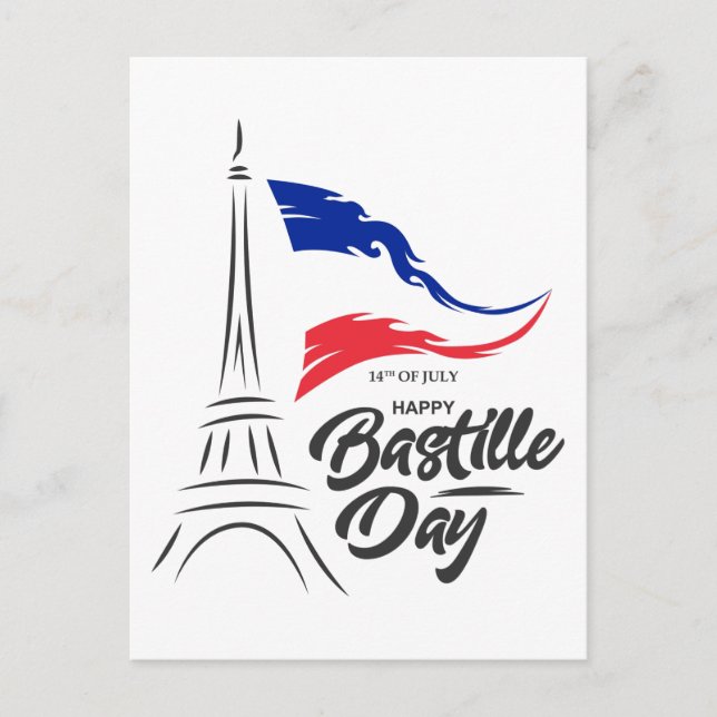Carte Postale Fête du 14 juillet, T-shirt Tour Eiffel (Devant)