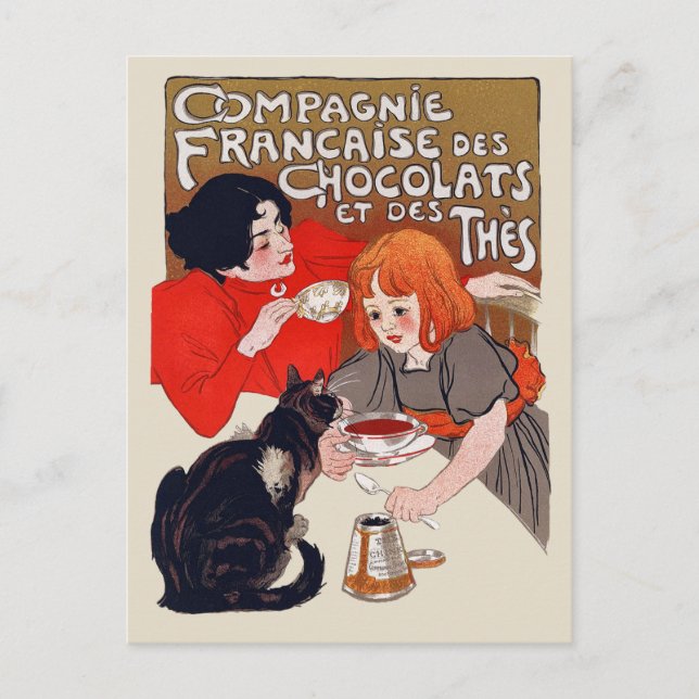 Carte Postale Fête du chocolat français Steinlen Art (Devant)