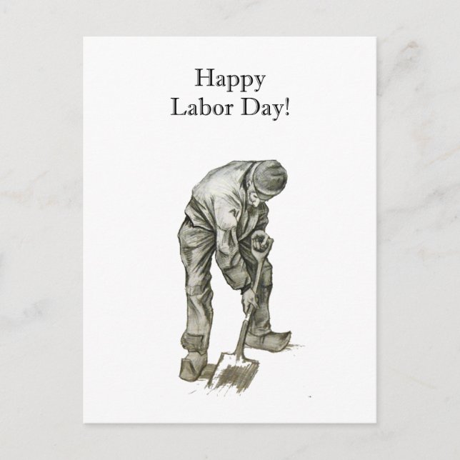 Carte Postale Fête du travail Van Gogh Dessin de l'homme de trav (Devant)