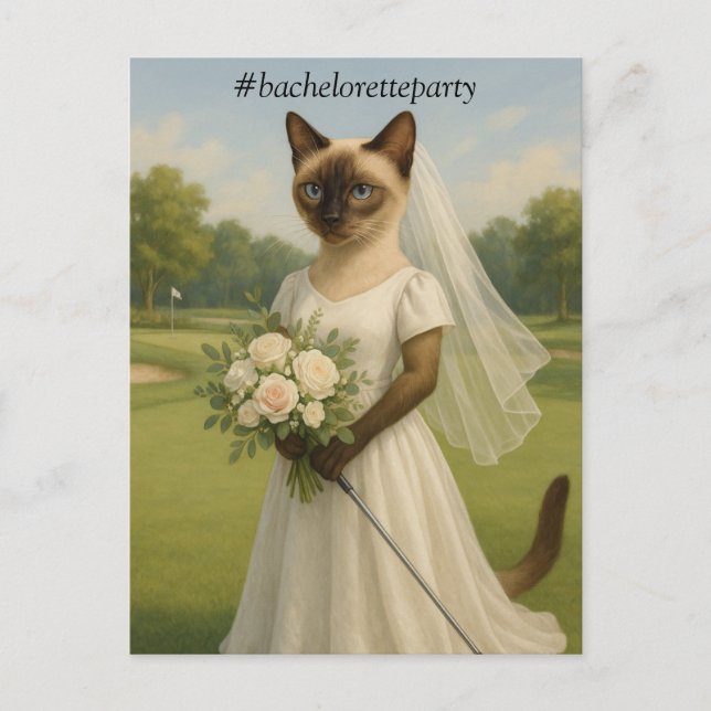 Carte Postale Fête EVJF de golf pour les amoureux des chats (Devant)