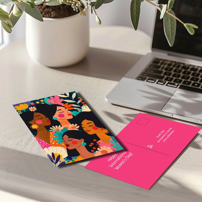 Carte Postale Fête internationale des femmes rose florale (Créateur téléchargé)