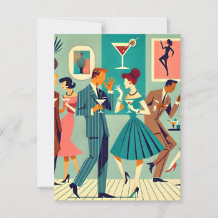 Carte Postale Fête Moderne Du Milieu Du Siècle Martini Dance