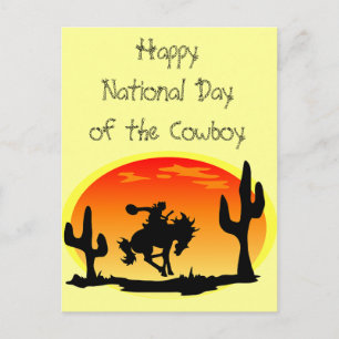 Carte Postale Fête Nationale du Cowboy Bronco Silhouette