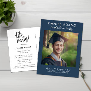 Carte Postale Fête   Simple Navy Blue Border Grad Party