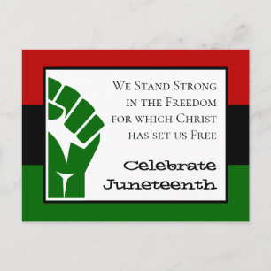 Carte Postale FÊTER JUNETEENTH Texte personnalisable Poing