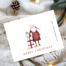Carte Postale Fêtes de Noël du Père Noël minimaliste