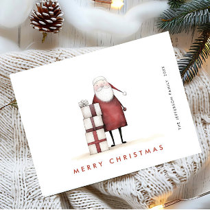 Carte Postale Fêtes de Noël du Père Noël minimaliste