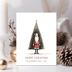 Carte Postale Fêtes de Noël du Père Noël minimaliste