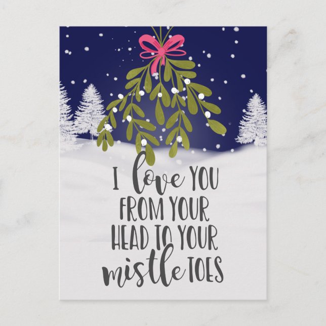 Carte Postale fêtes de noël Je t'aime jeu mistletoe drôle (Devant)