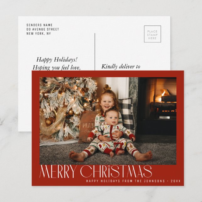 Carte Postale Fêtes de noël minimes et tendance (Devant / Derrière)