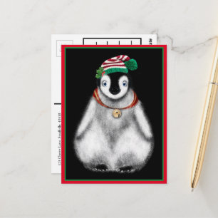 Carte Postale Fêtes festives de Noël Pingouin
