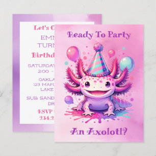 Carte Postale Fêtons la fête d'anniversaire de la fille Axolotl