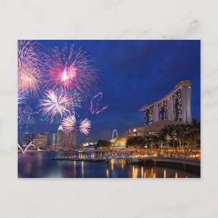 Carte Postale Feu d'artifice à Marina Bay, Singapour
