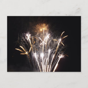 Carte Postale Feu d'artifice blanc et or II Fête patriotique