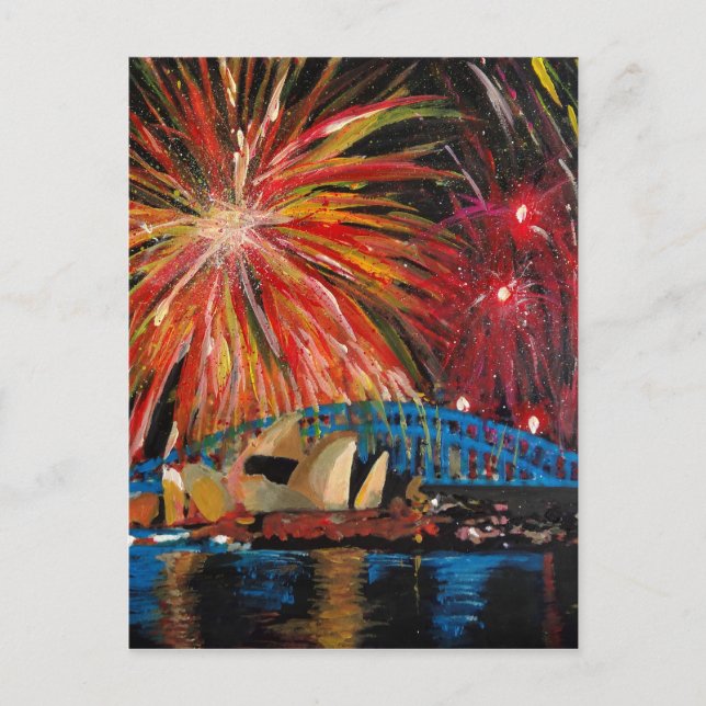 Carte Postale Feu d'artifice de Sydney à l'Opéra (Devant)