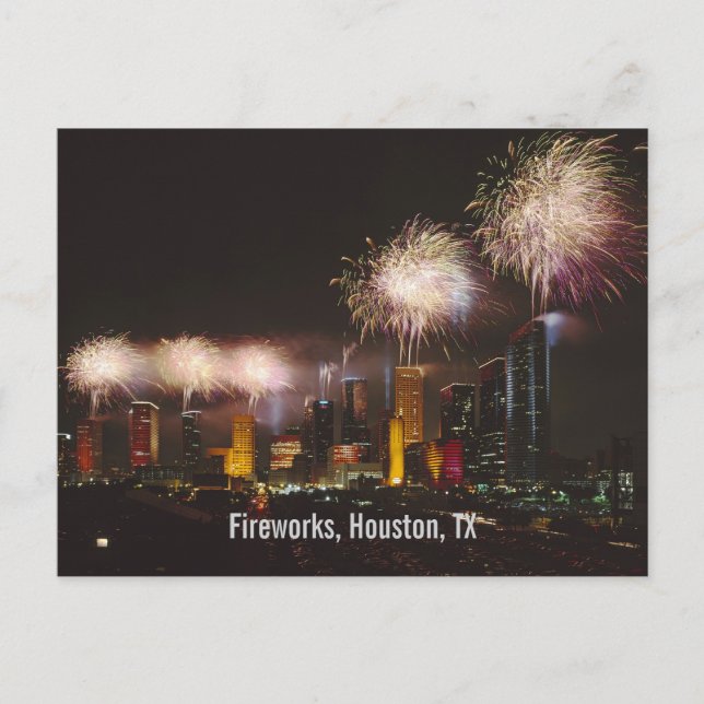 Carte Postale Feu d'artifice, Houston, Texas (Devant)