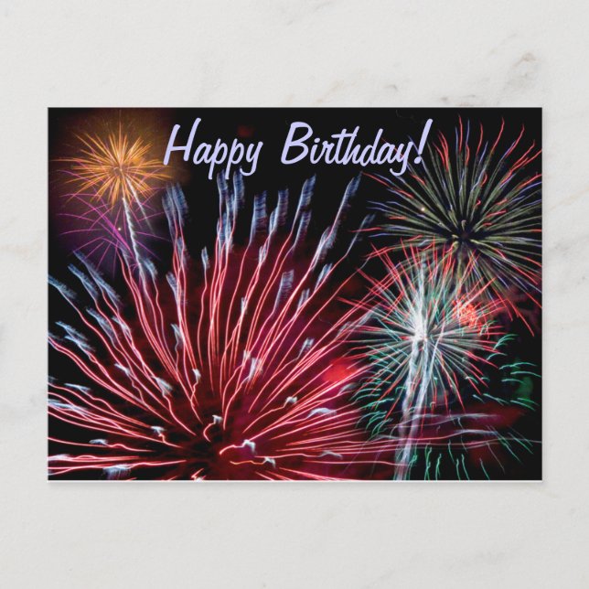 Carte Postale Feu d'artifice, Joyeux anniversaire ! (Devant)