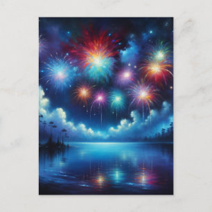 Carte Postale Feu d'artifice personnalisé du 4 juillet