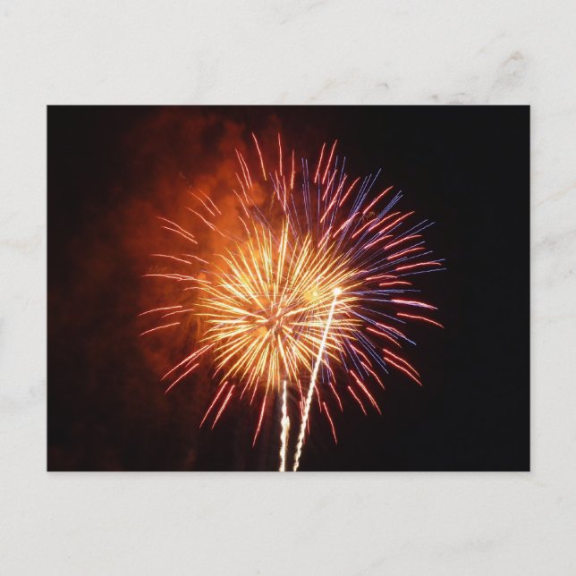 Carte Postale Feu d'artifice rouge, blanc et bleu I Patriotique (Devant)