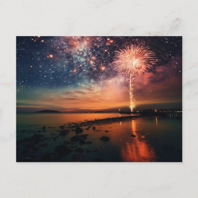 Carte Postale Feu d'artifice Stark Sur La Plage (Devant)