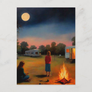 Carte Postale Feu de camp à la caravane Art