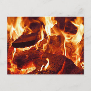 Carte Postale Feu de camp qui flambe, bois qui brûle, flammes, v