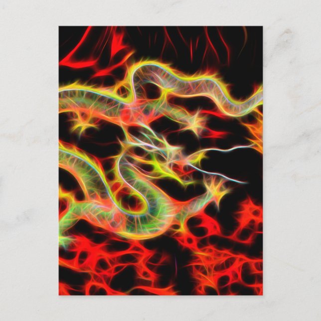 Carte Postale Feu de serpent de dragon sur Lucky Energy (Devant)