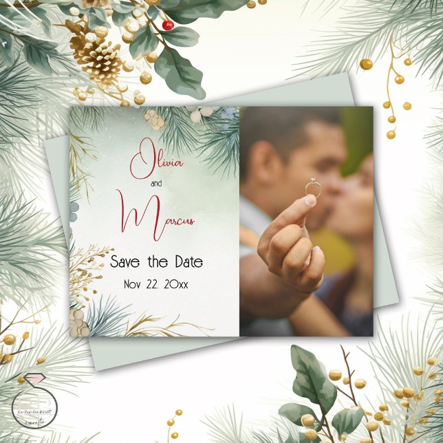 Carte Postale Feuillage de Watercolor d'hiver  (Créateur téléchargé)