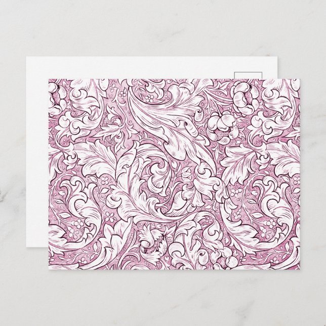 Carte Postale Feuillage orné rose rose (Devant / Derrière)