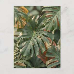 Carte Postale Feuillage tropical luxuriant Monstera fougères Jun