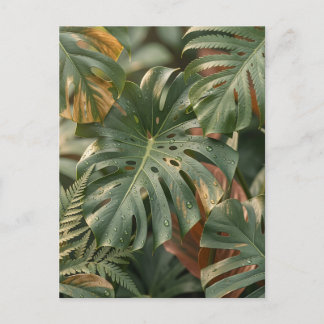 Carte Postale Feuillage tropical luxuriant Monstera fougères Jun