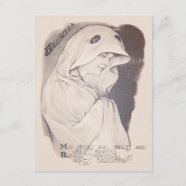 Carte Postale Feuille de costume de Fantôme Femme Sepia (Devant)